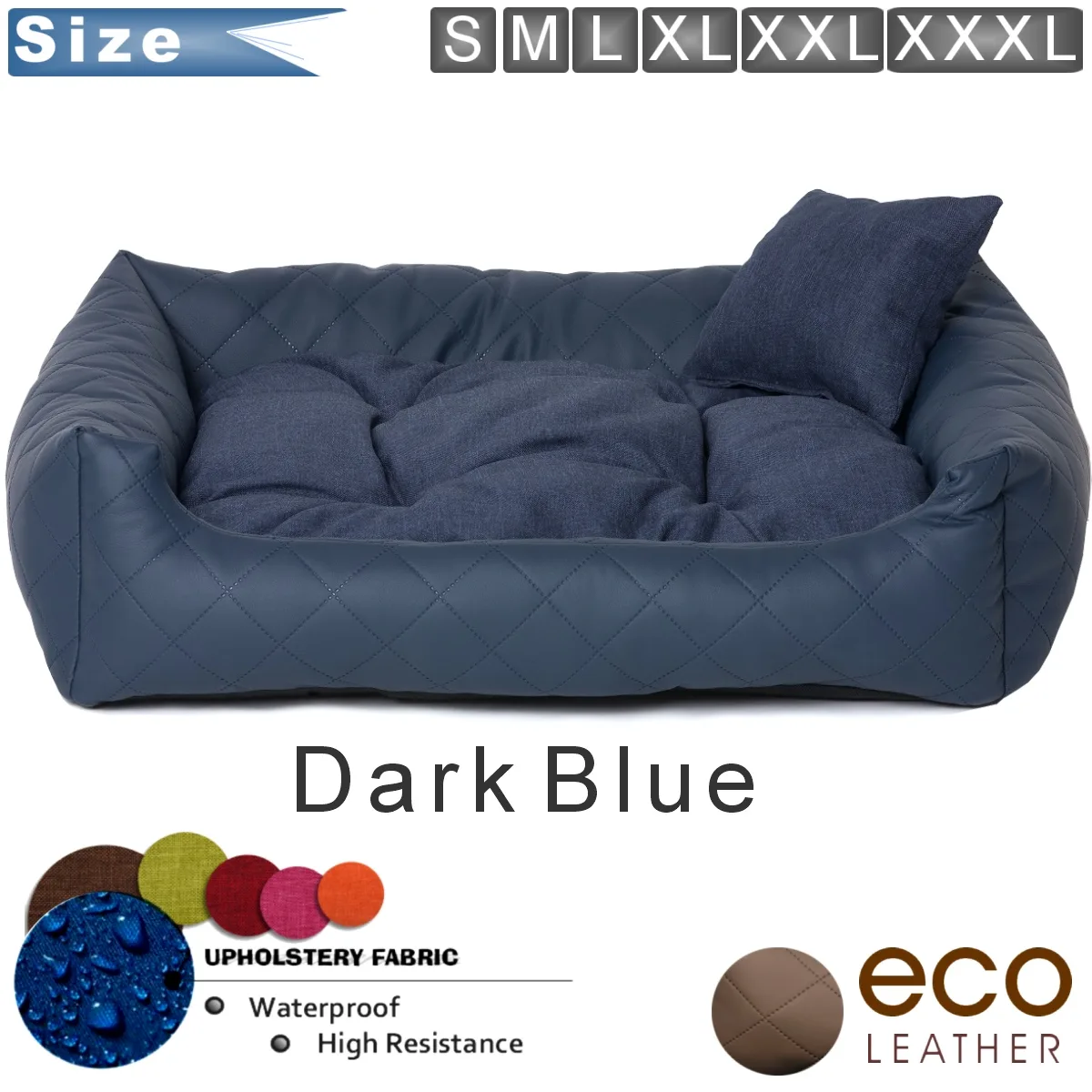 Dog bed leather blue