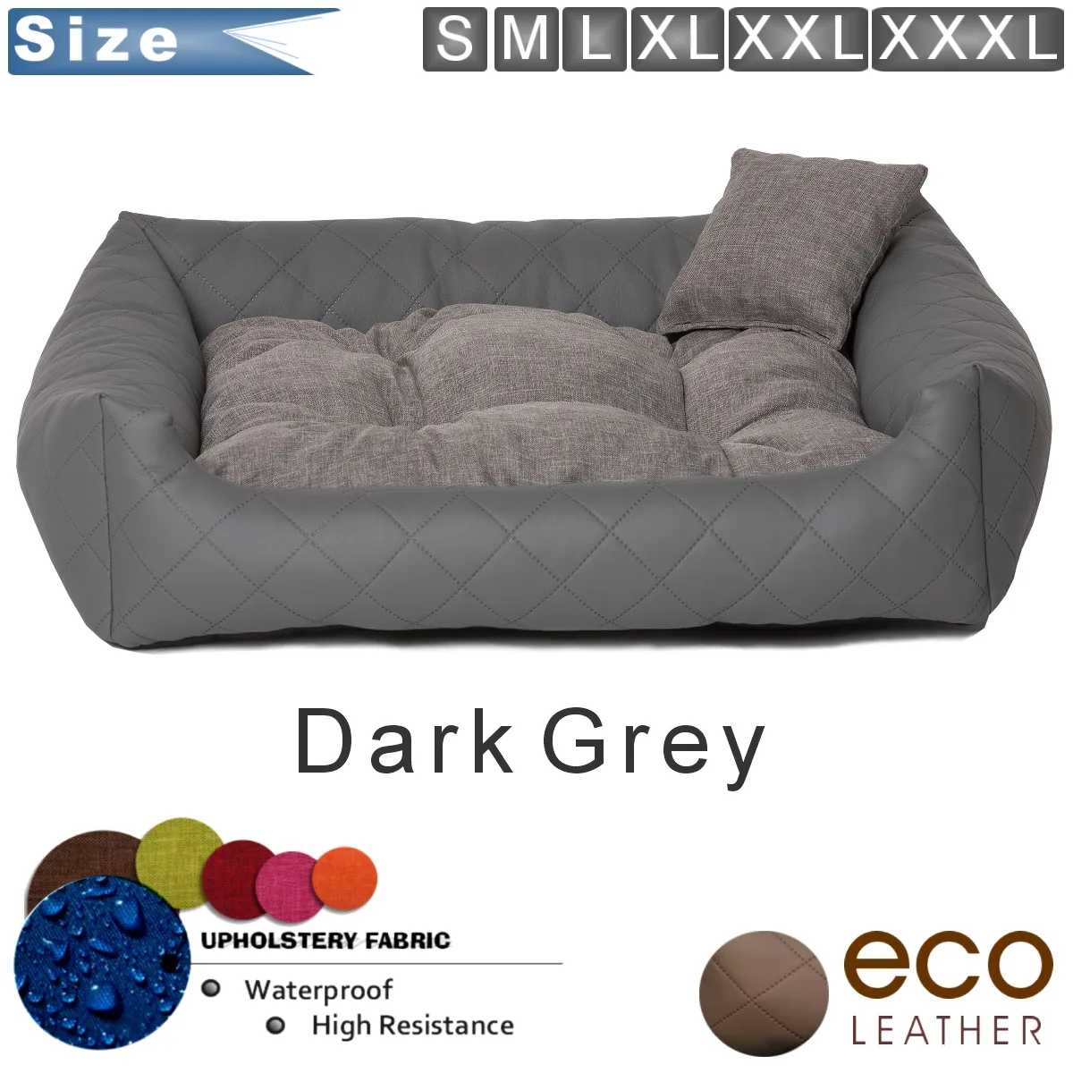 Dog bed leather grey