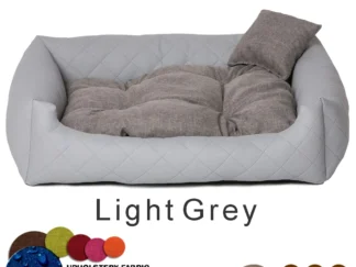 Dog bed leather light grey