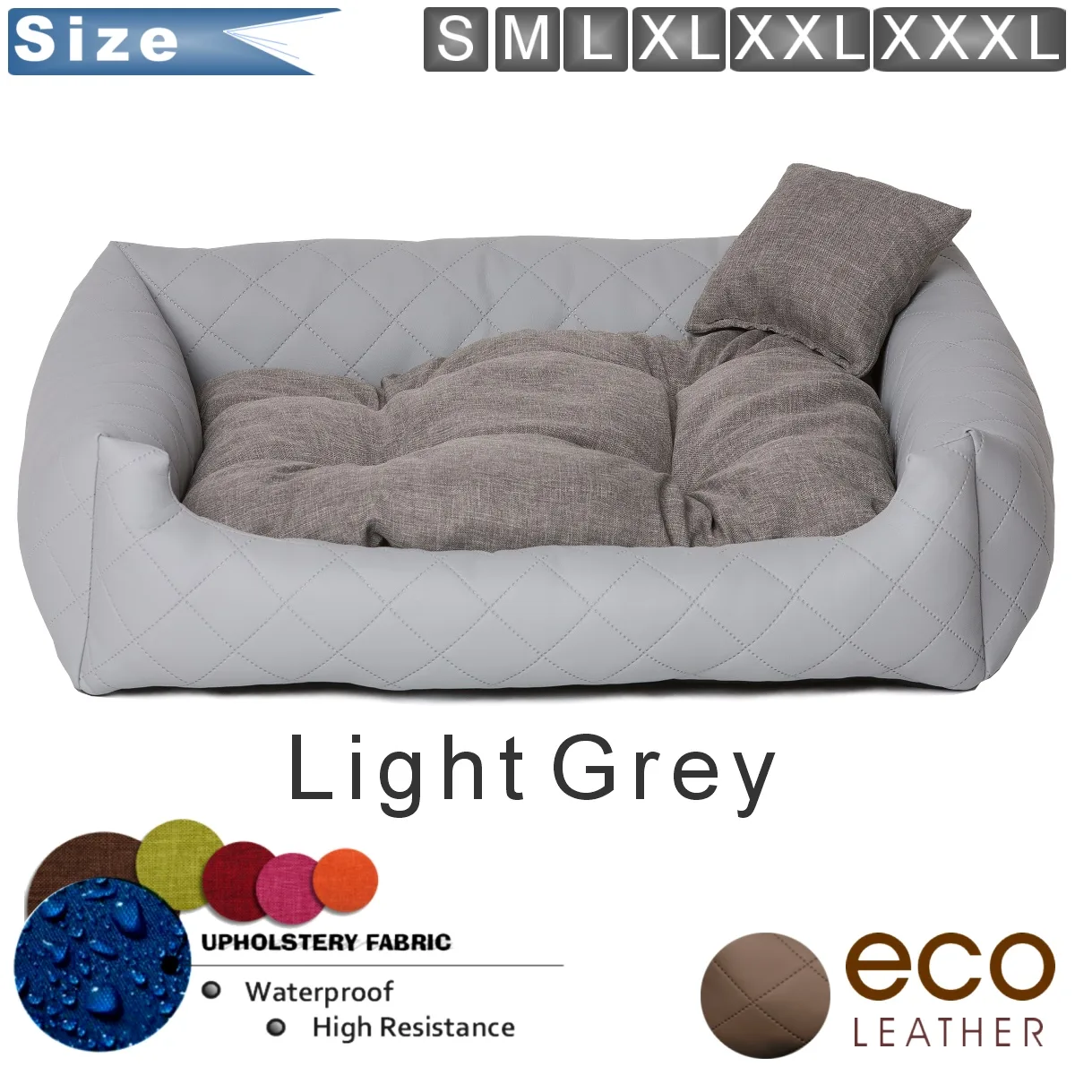 Dog bed leather light grey