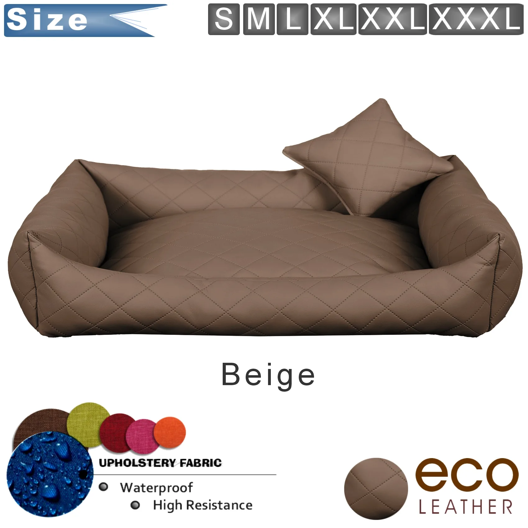 Dog bed leather Beige