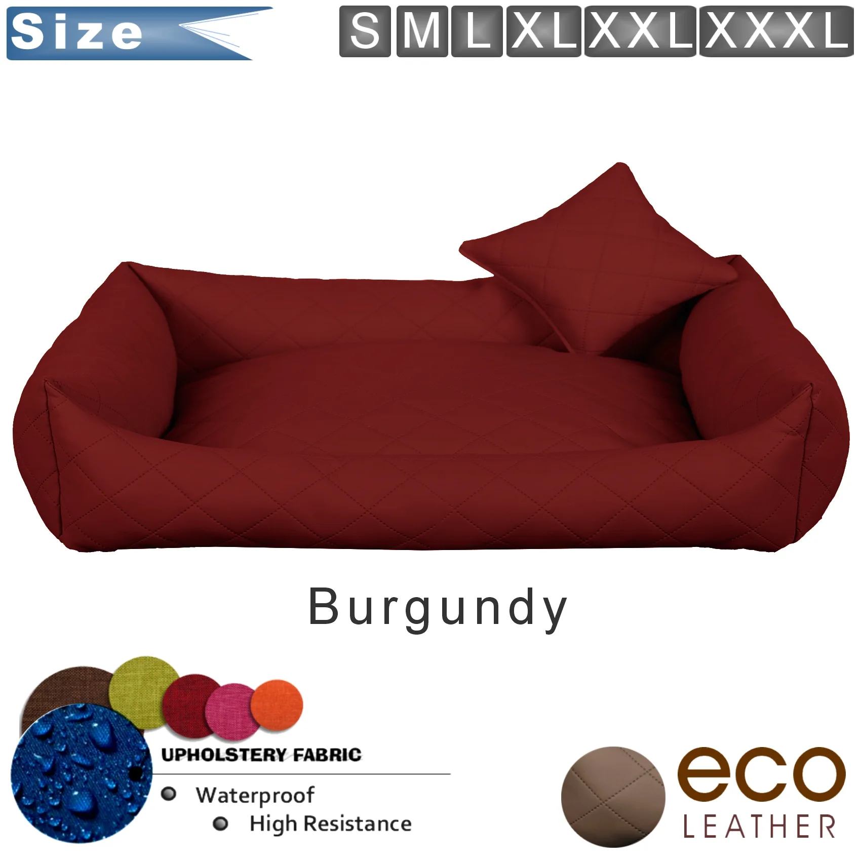 dog bed leather burgundy