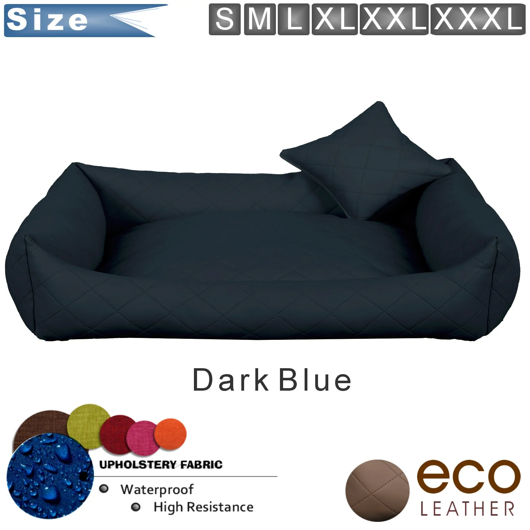dog bed leather Blue