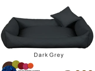 dog bed leather dark grey