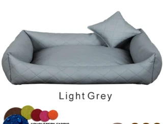 dog bed leather light grey