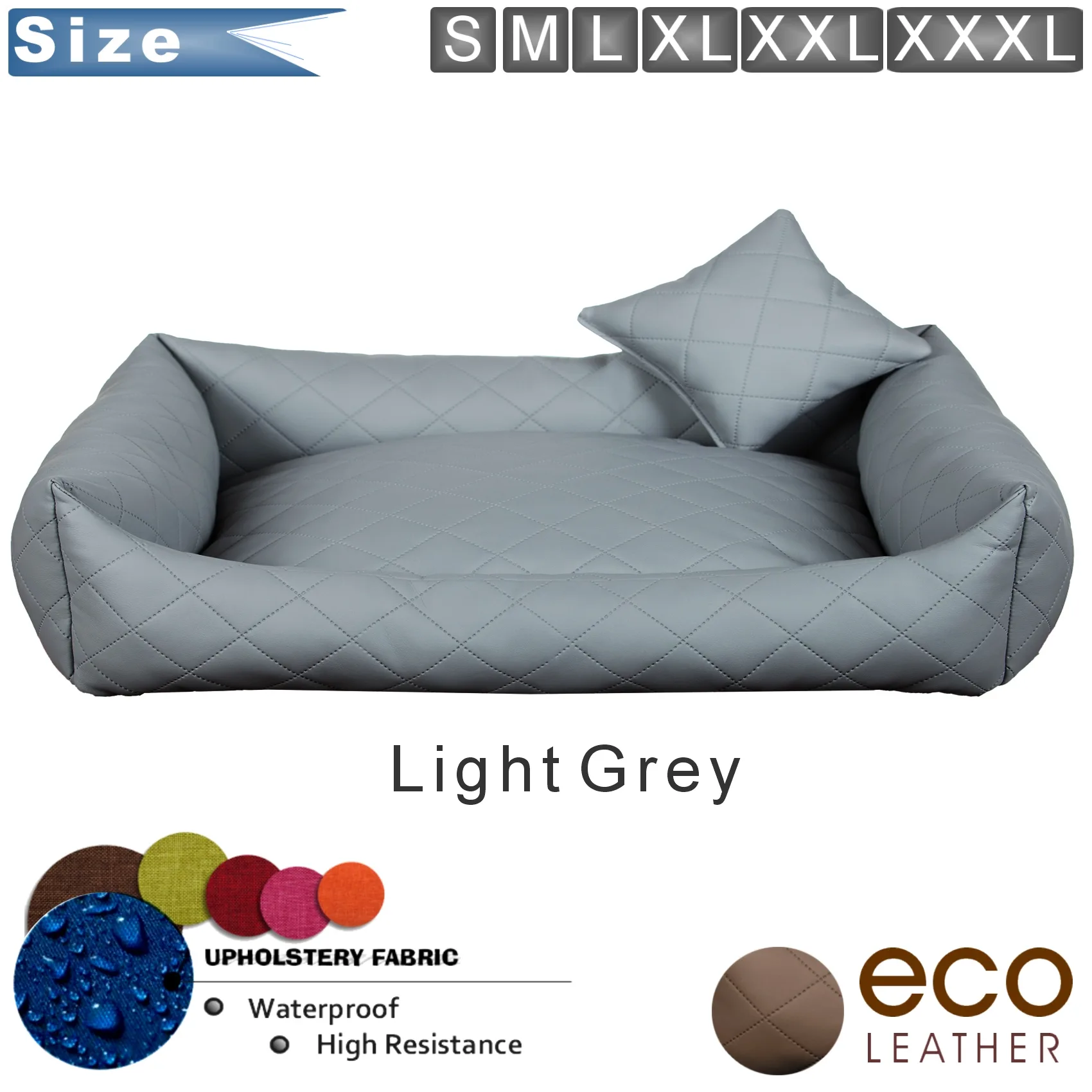 dog bed leather light grey