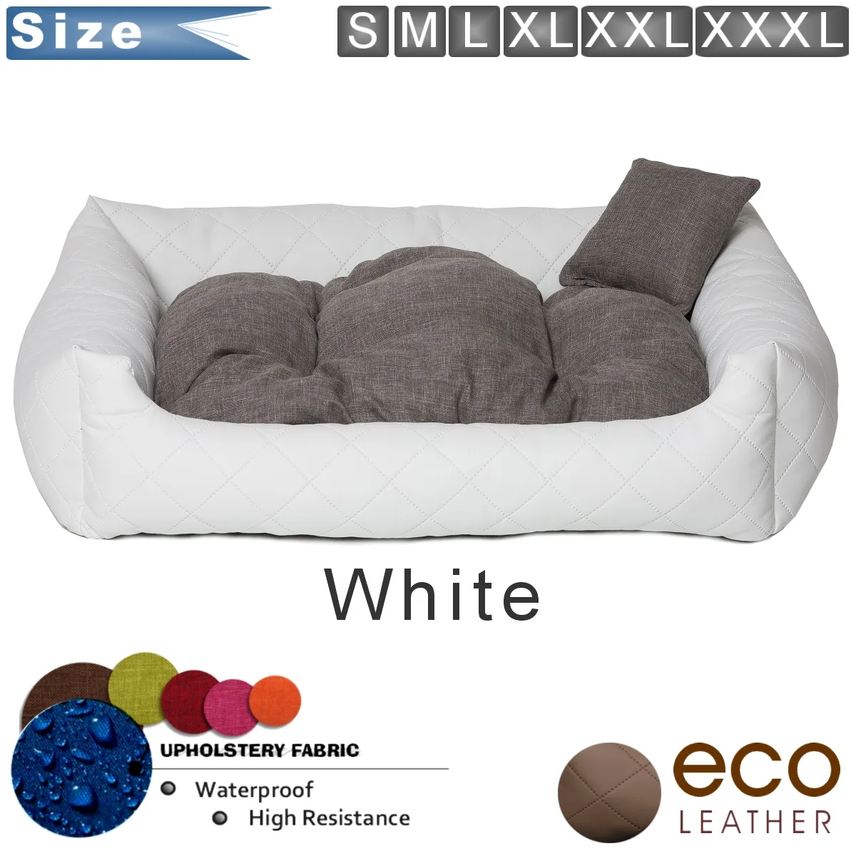 Dog bed leather White