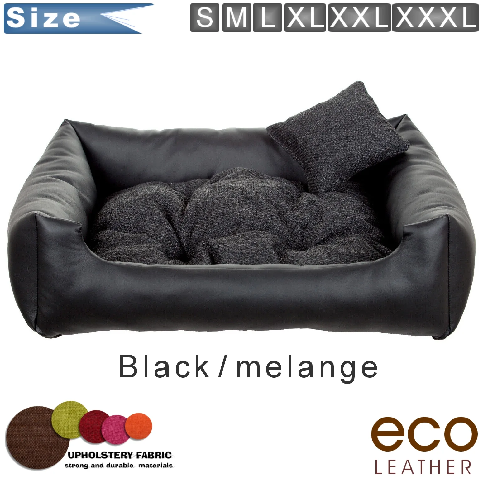dog bed eco leather black