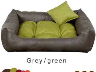 dog bed eco-leather grey green