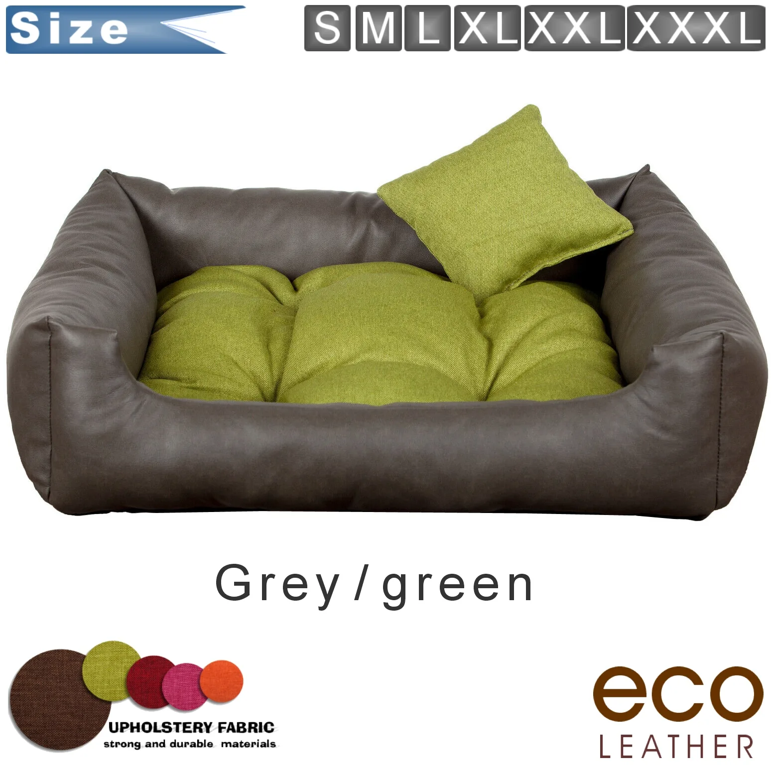 dog bed eco-leather grey green