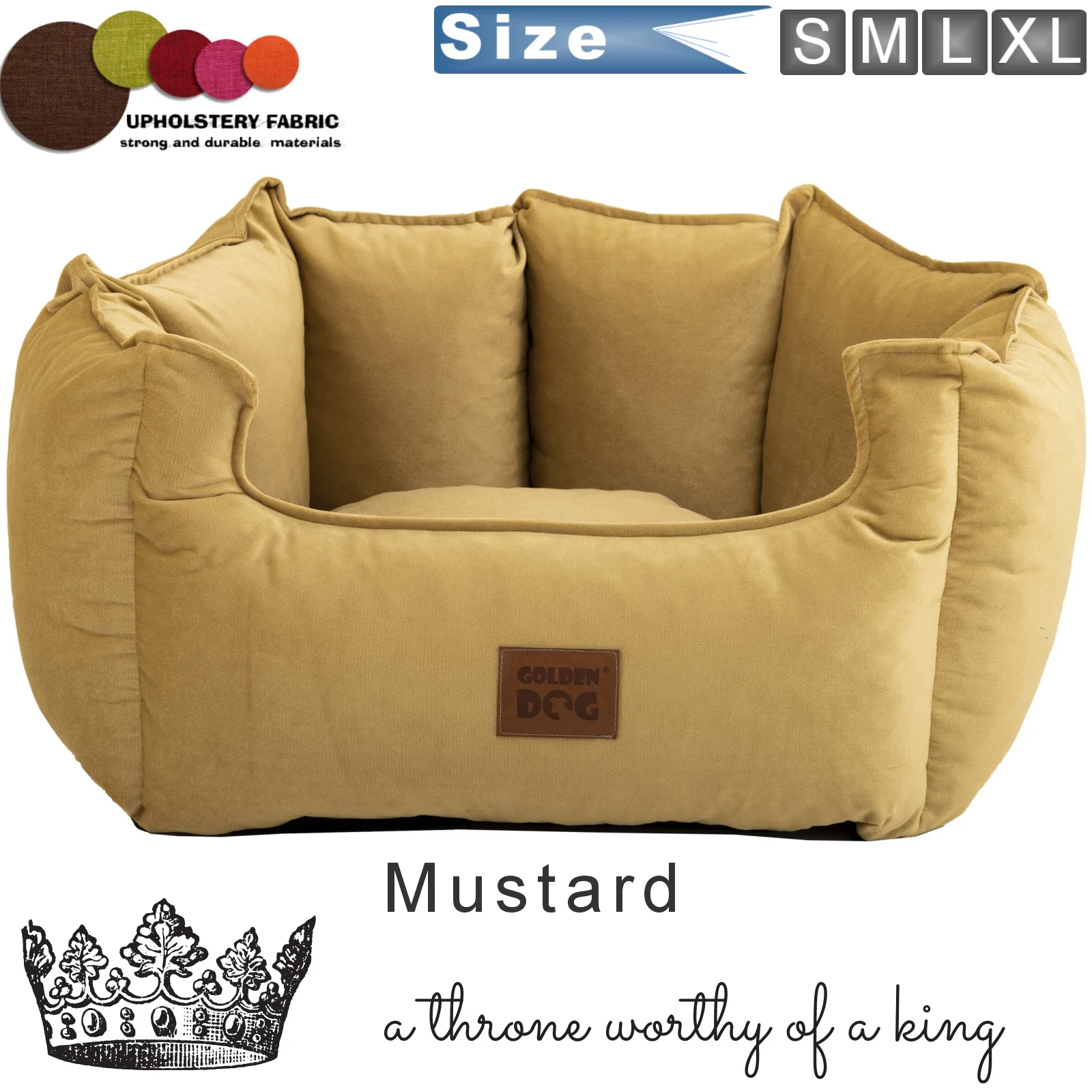 dog bed crown mustard