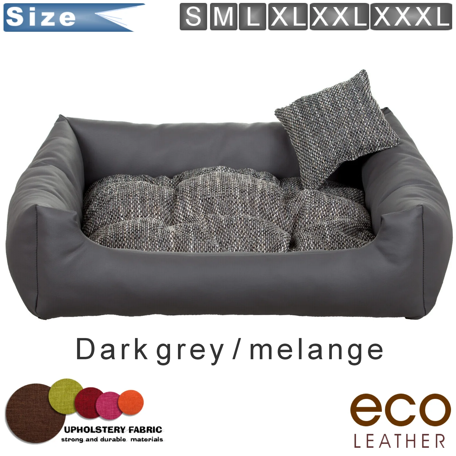 dog bed eco-leather Dark grey melange