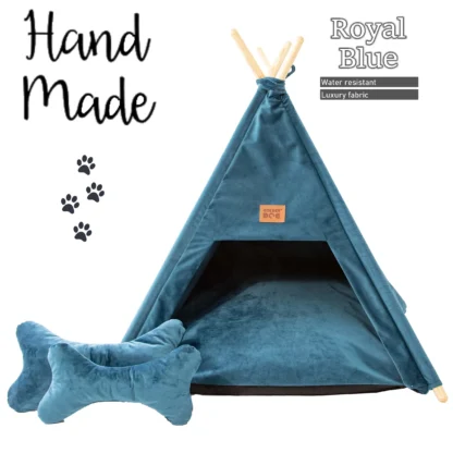 dog bed tipi royal blue